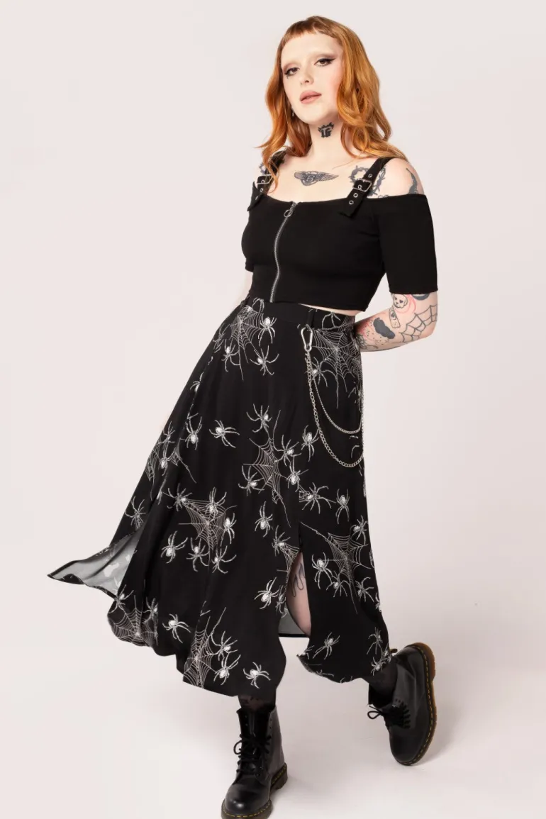 Grungy Spider Skirt>Hell Bunny Discount