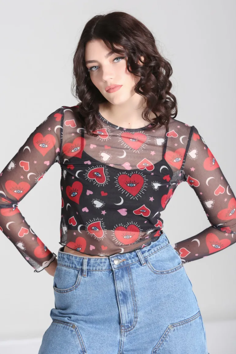 Kate Heart Mesh Top>Hell Bunny Sale