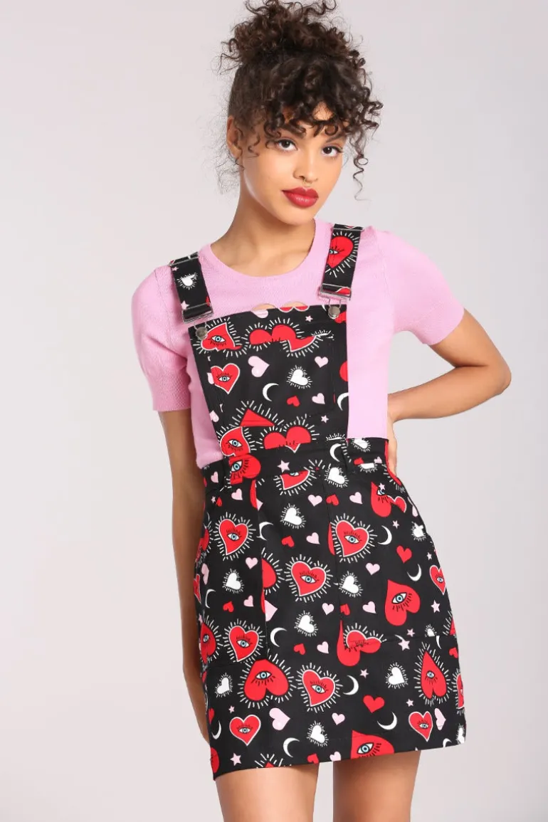 Kate Heart Pinafore Dress>Hell Bunny Clearance