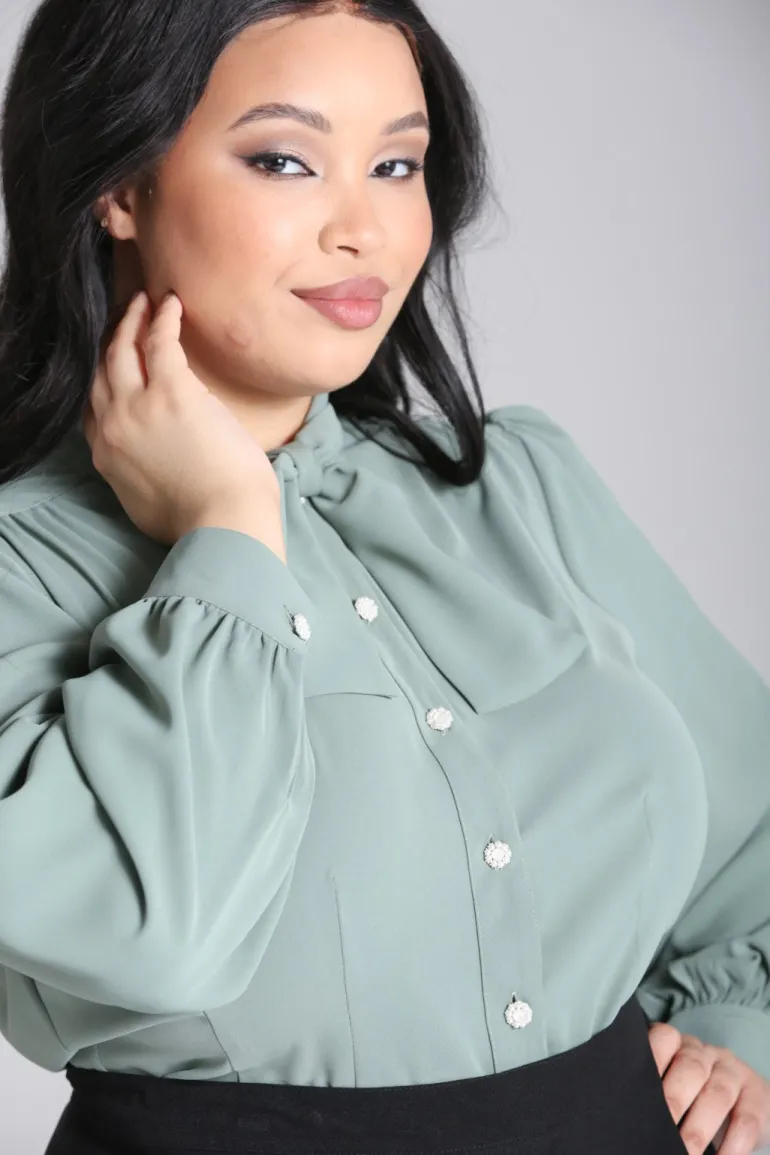 mia_blouse_green_2.webp Mia Blouse>Hell Bunny Flash Sale