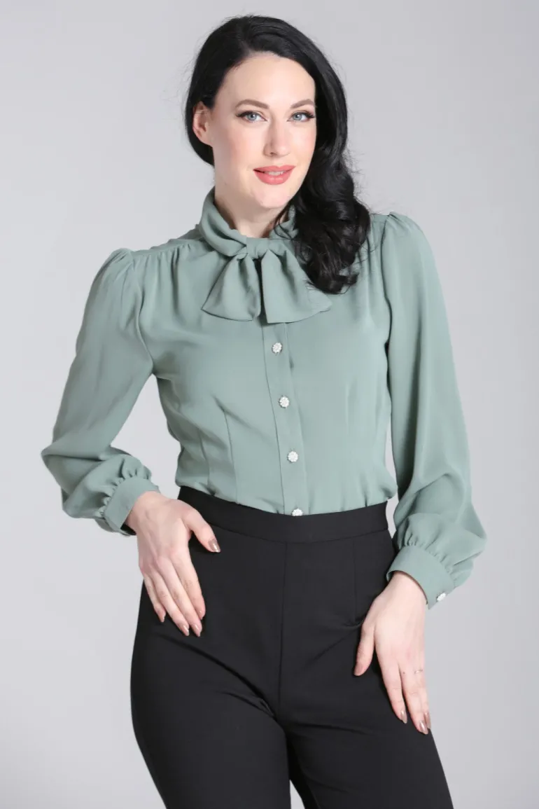 mia_blouse_green_5.webp Mia Blouse>Hell Bunny Flash Sale