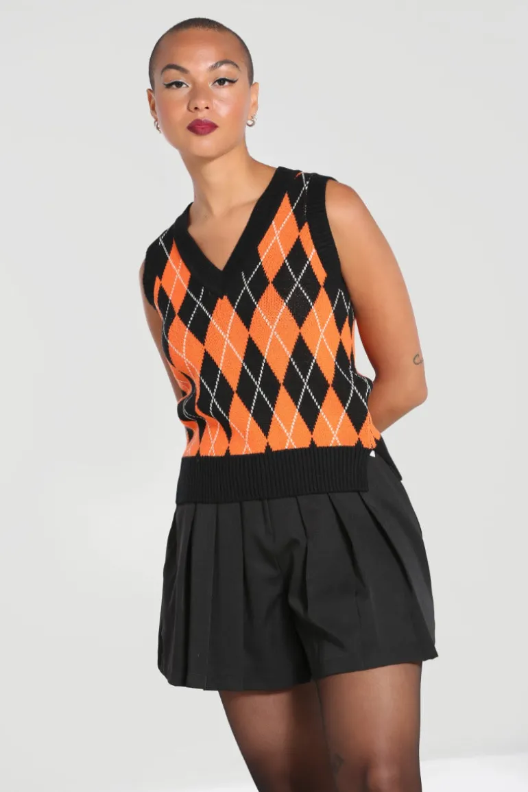 Rhombus Vest -Orange>Hell Bunny Outlet