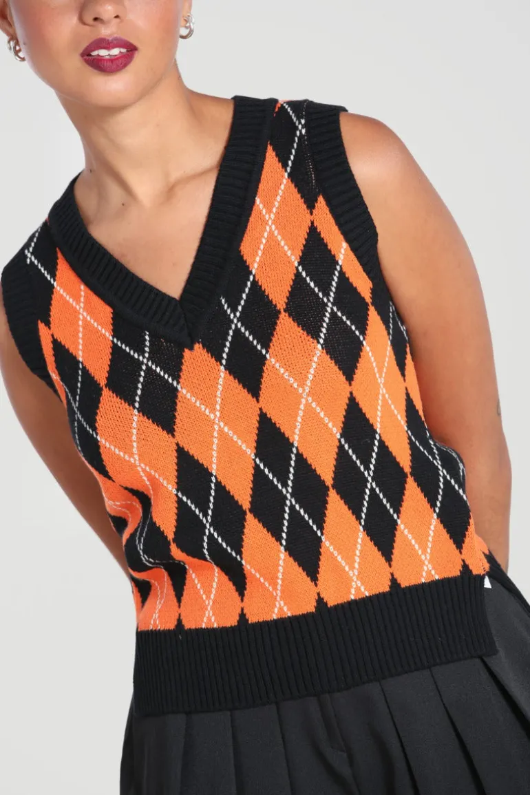 rhombus_vest_blackorange_2.webp Rhombus Vest -Orange>Hell Bunny Outlet