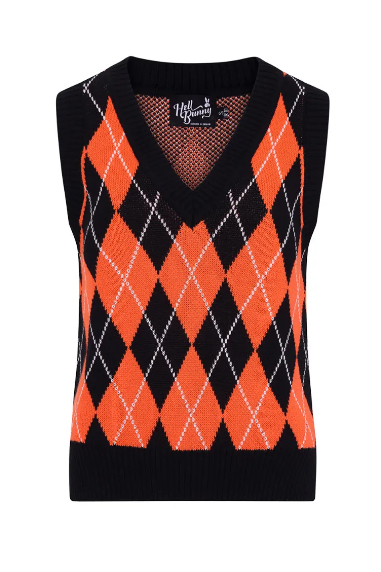 rhombus_vest_blackorange_4.webp Rhombus Vest -Orange>Hell Bunny Outlet