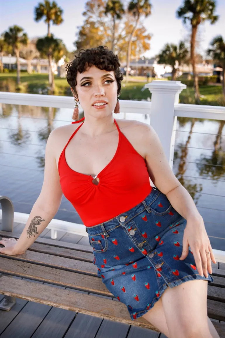 Strawberry Denim Mini Skirt>Hell Bunny Outlet