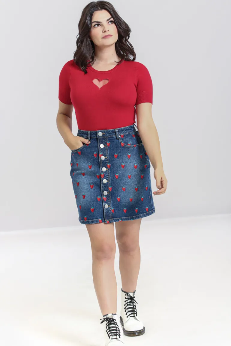strawberry_denim_mini_skirt_6.webp Strawberry Denim Mini Skirt>Hell Bunny Outlet