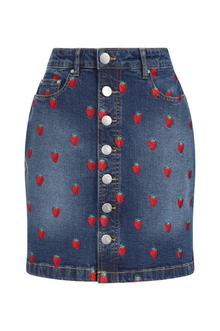 strawberry_denim_mini_skirt_9.webp Strawberry Denim Mini Skirt>Hell Bunny Outlet