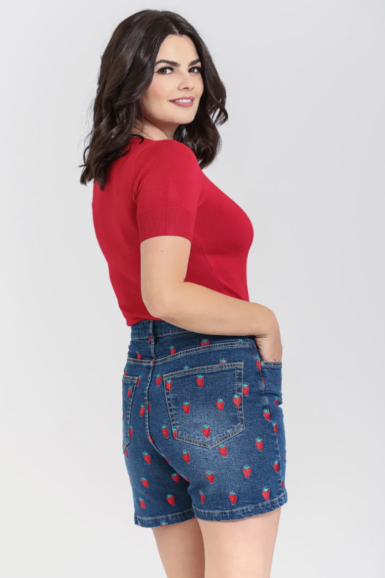 strawberry_denim_shorts_1.webp Strawberry Denim Shorts>Hell Bunny Sale